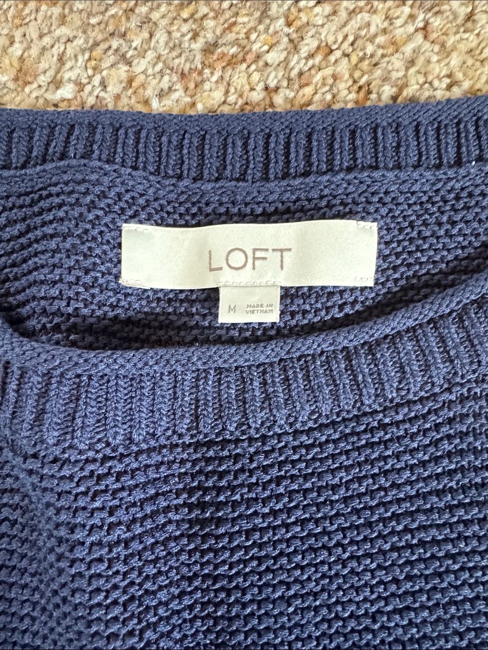 LOFT Navy Sleeveless Crewneck Sweater Shell, medium - Picture 2 of 3